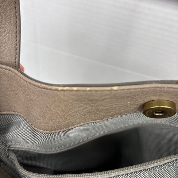 Fossil Maya Satchel Handbag Beige Leather Multi Compartment Zip Magnetic Snap - Picture 8 of 12